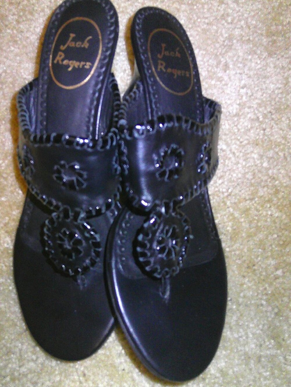 Jack Rogers Hamptons whipstich Black kitten heel women's size 6